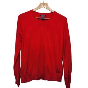 Women's Land's End Red Vneck Sweater Size Large
